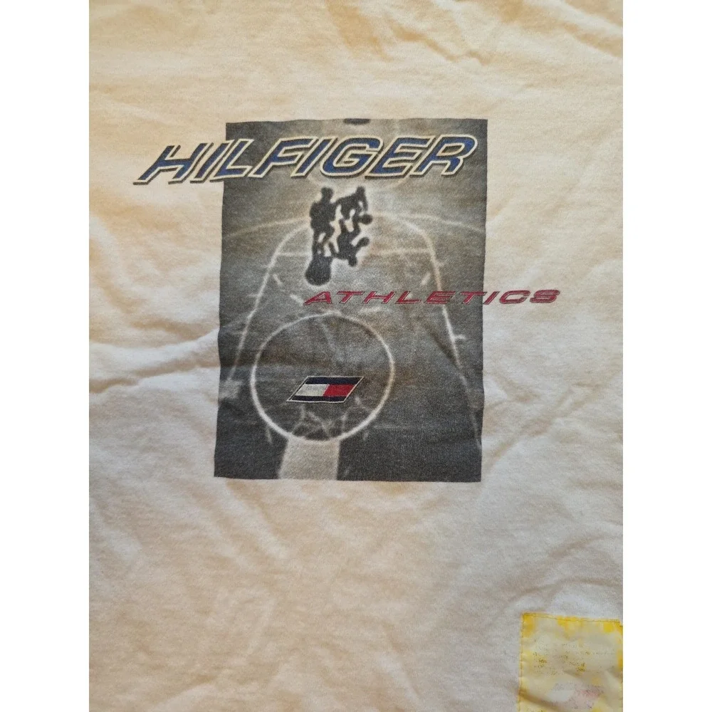 vintage tommy hilfiger White t-shirt youth kids size 7 00s made in USA Basketbal